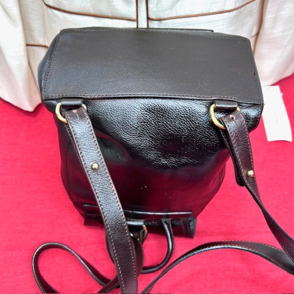France Made Didier Lamarthe Back Pack Dark Chocolate Brown + FREE Chiffon Scarf - Picture 14 of 16